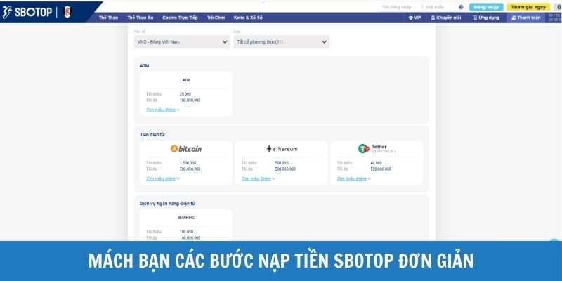 Hướng dẫn thành viên các bước nạp tiền đơn giản, hiệu quả